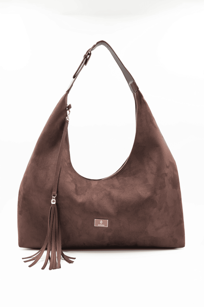 ARON Atelier Γυναικεία Τσάντα Ωμου Sadie Coffee Με Φούντα Σουέτ Χονδρικό εμπόριο ενδυμάτων 0