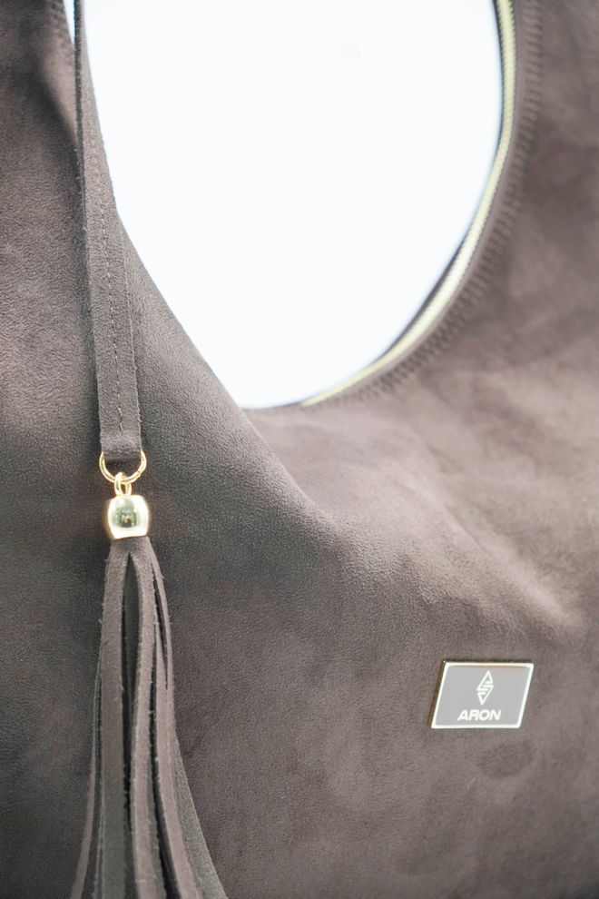 ARON Atelier Geantă De Umăr Pentru Femei Sadie Coffee Cu Ciucure Din Piele De Căprioară Îmbrăcăminte cu ridicata 1