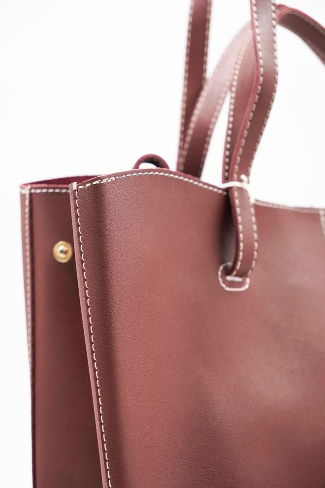 ARON Atelier Laurence Bordo Deri Kadın Omuz Çantası Toptan Giyim 1