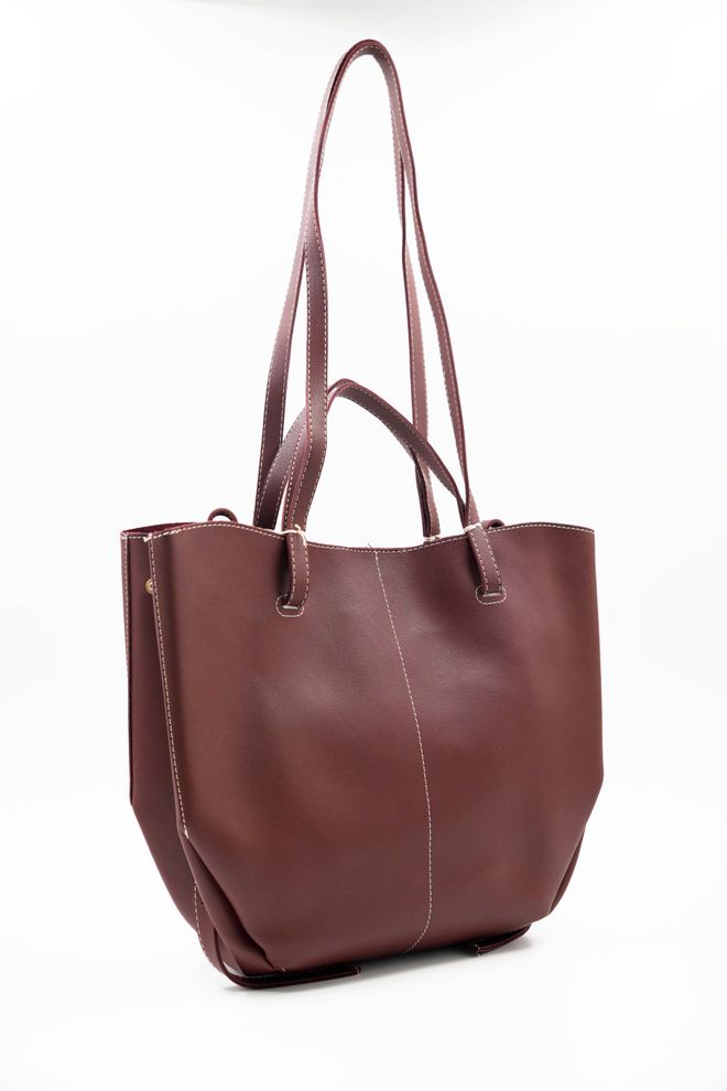 ARON Atelier Laurence Bordo Deri Kadın Omuz Çantası Toptan Giyim 2