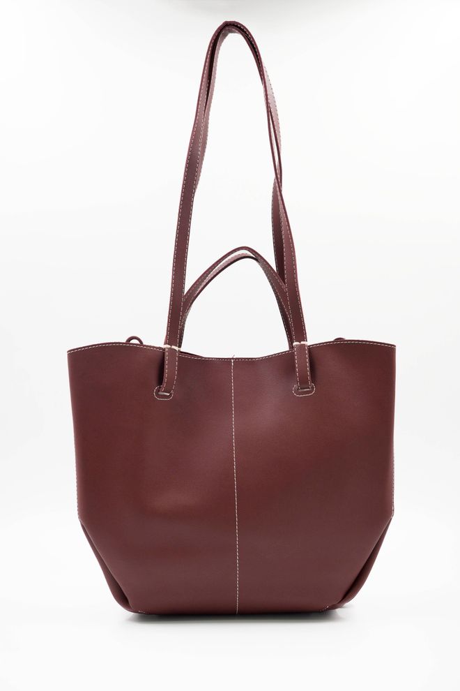 ARON Atelier Laurence Bordo Deri Kadın Omuz Çantası Toptan Giyim 3
