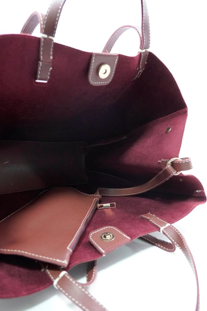 ARON Atelier Laurence Bordo Deri Kadın Omuz Çantası Toptan Giyim 4