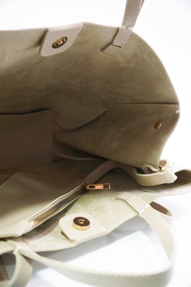 ARON Atelier Laurence Bej Deri Kadın Omuz Çantası Toptan Giyim 4