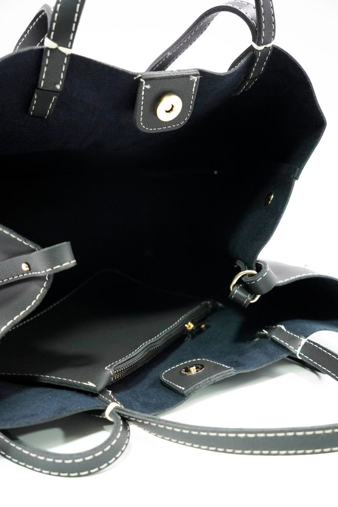 ARON Atelier Laurence Siyah Deri Kadın Omuz Çantası Toptan Giyim 4