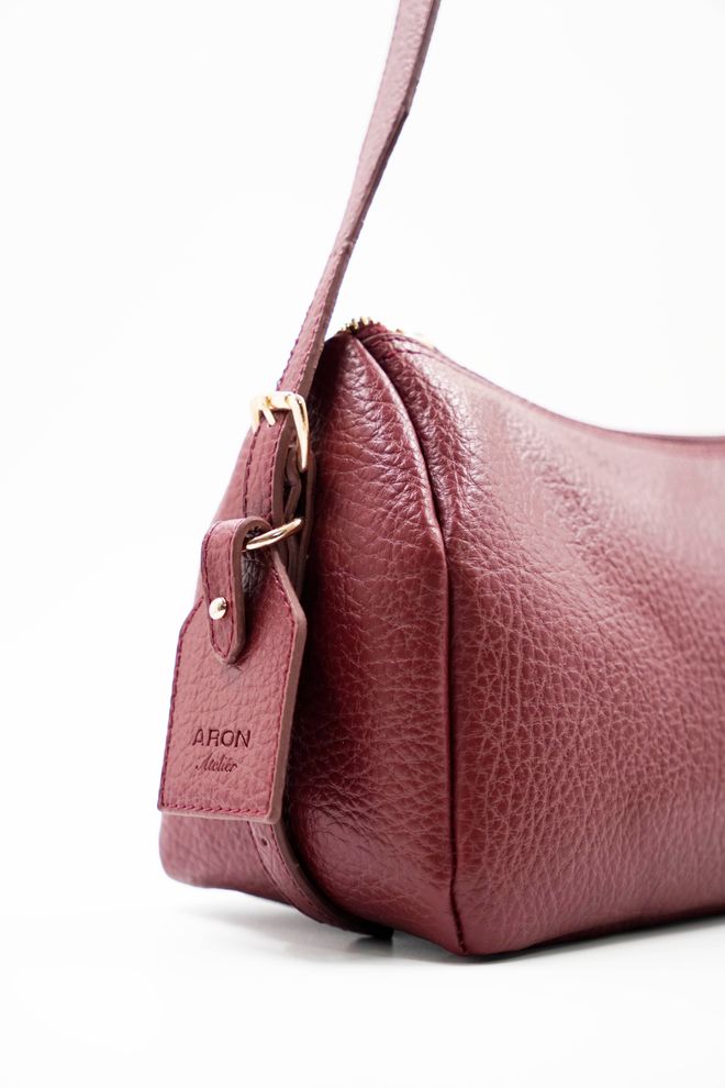 ARON Atelier Luna Бургундска Мека Дамска Чанта За Рамо Дрехи на едро 1