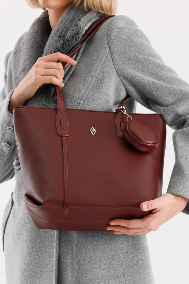 ARON Atelier Bolsa De Ombro Feminina De Couro Macio Vermelho Veronika Claret Roupas por atacado 0