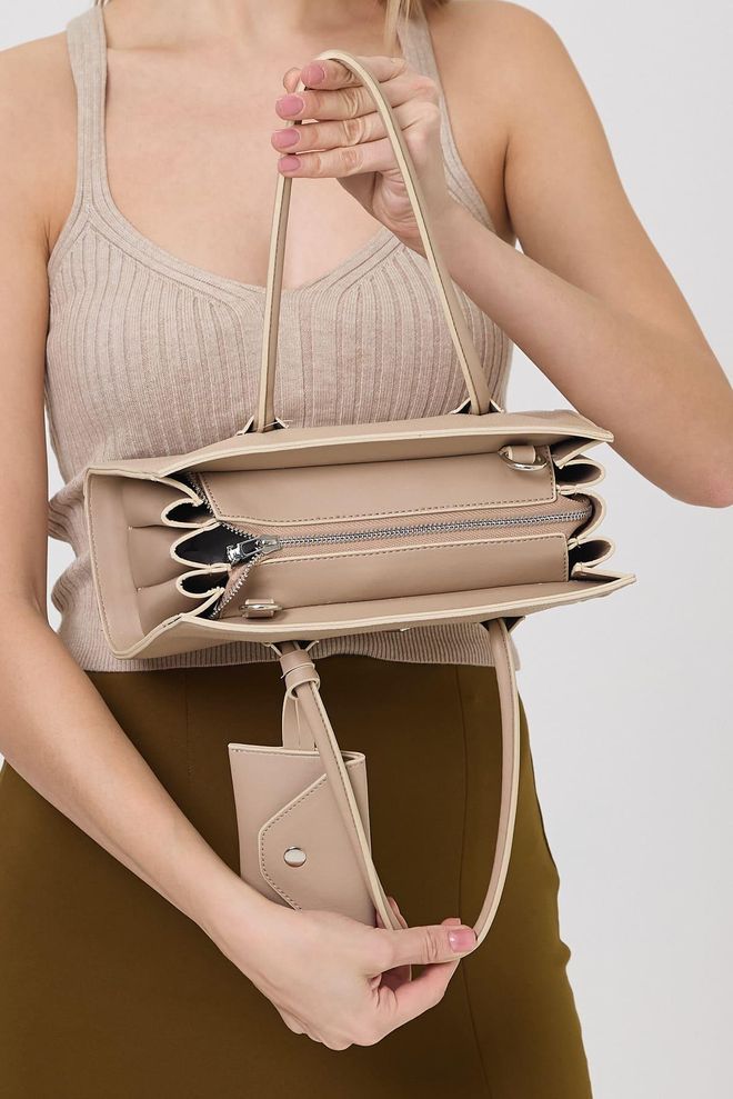 ARON Atelier Geanta De Umar De Dama Elena Beige Flotr Pattern Îmbrăcăminte cu ridicata 4