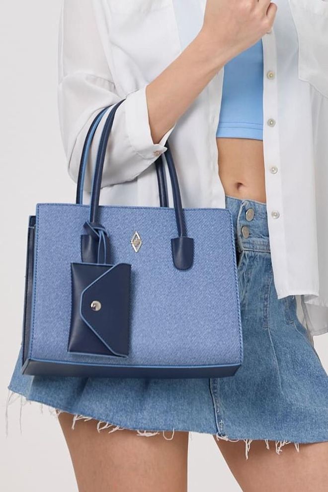 ARON Atelier Elena Blue Denim Pattern Moteriškas Pečių Krepšys Didmeninė prekyba drabužiais 0
