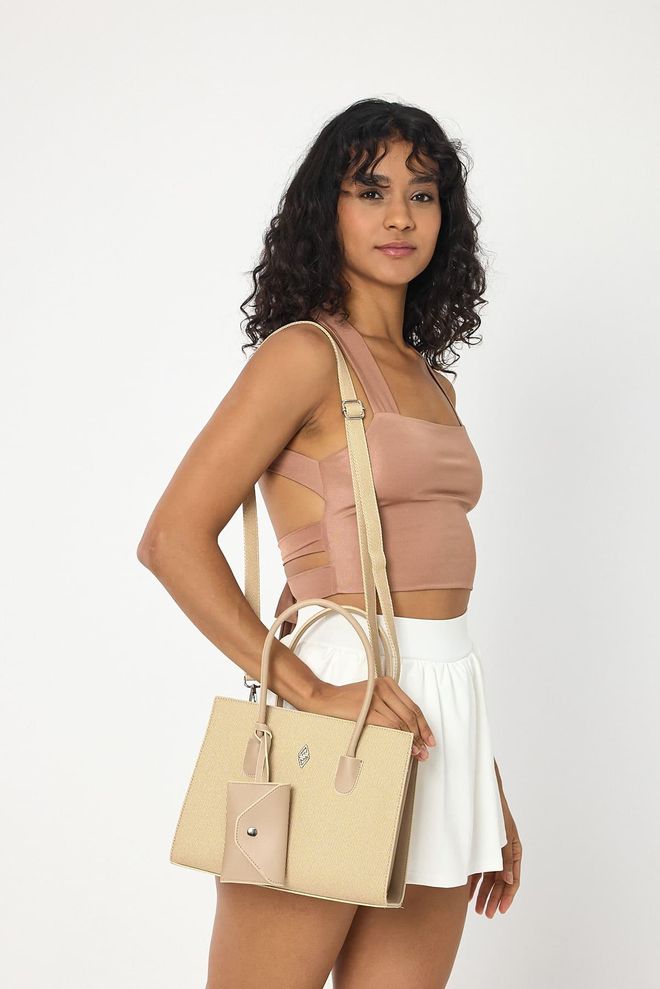 ARON Atelier Bolso Bandolera Mujer Elena Estampado Denim Beige Ropa al por mayor 1