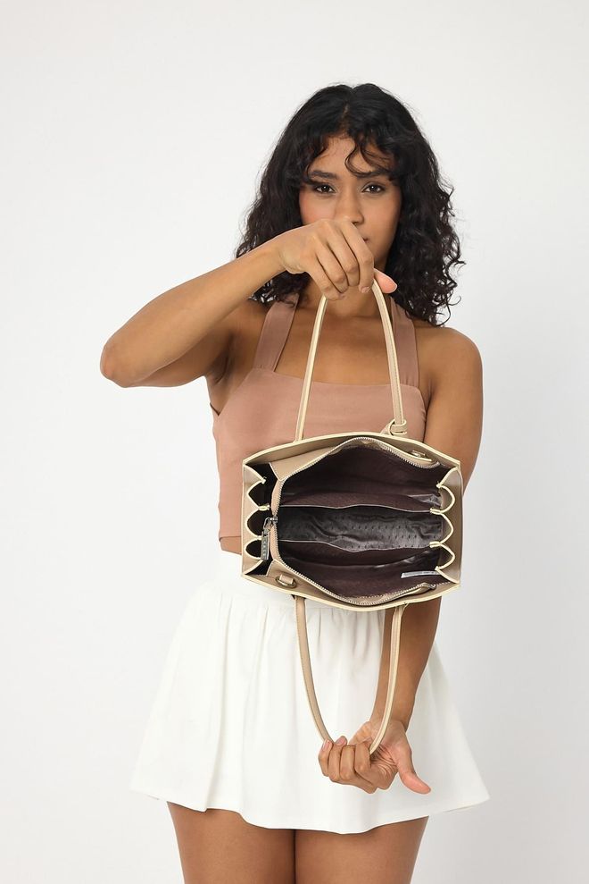 ARON Atelier Bolso Bandolera Mujer Elena Estampado Denim Beige Ropa al por mayor 5