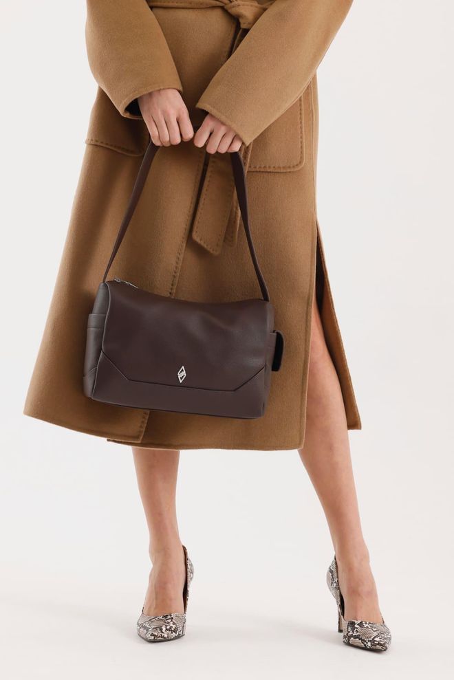 ARON Atelier Bolsa De Ombro Feminina De Couro Laura Brown Soft Flotr Roupas por atacado 0