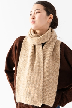 A wholesale clothing model wears ajo10058-kirchli-women's-scarf, Turkish wholesale Scarf of Ajour Triko