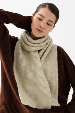 A wholesale clothing model wears ajo10064-melange-women's-scarf, Turkish wholesale Scarf of Ajour Triko