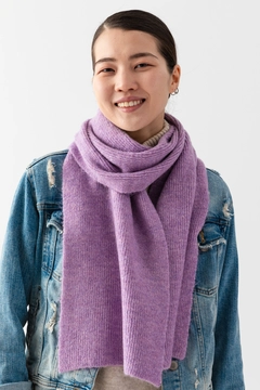 A wholesale clothing model wears ajo10065-melange-women's-scarf, Turkish wholesale Scarf of Ajour Triko