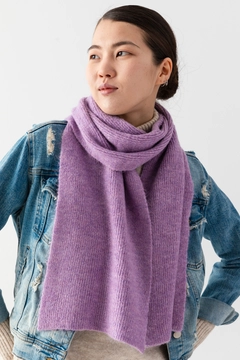 A wholesale clothing model wears ajo10065-melange-women's-scarf, Turkish wholesale Scarf of Ajour Triko