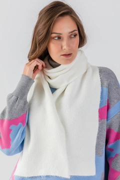 A wholesale clothing model wears ajo10002-basic-knitwear-scarf, Turkish wholesale Scarf of Ajour Triko