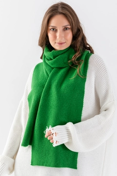 A wholesale clothing model wears ajo10003-basic-knitwear-scarf, Turkish wholesale Scarf of Ajour Triko