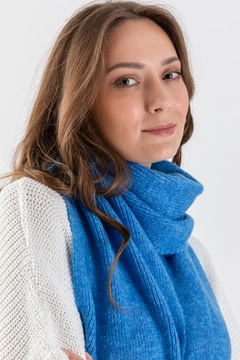 A wholesale clothing model wears ajo10005-basic-knitwear-scarf, Turkish wholesale Scarf of Ajour Triko