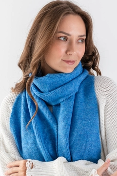 A wholesale clothing model wears ajo10005-basic-knitwear-scarf, Turkish wholesale Scarf of Ajour Triko
