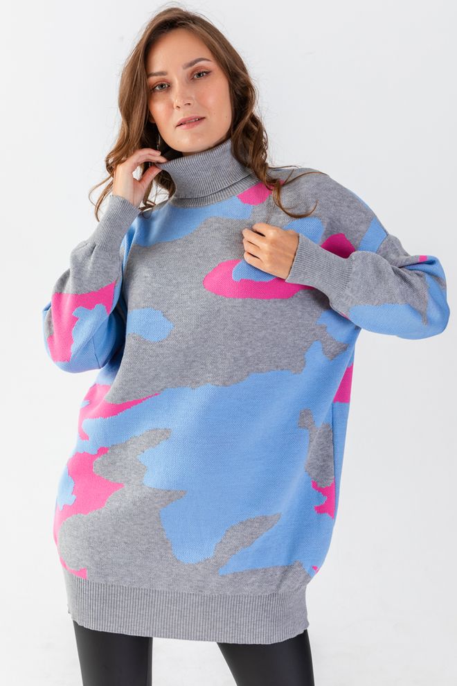 Ilia Camouflage Patterned Knitwear Sweater Wholesale Clothing Casual