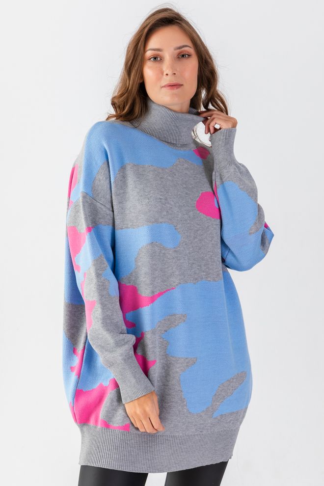 Ilia Camouflage Patterned Knitwear Sweater Wholesale Clothing Polyester