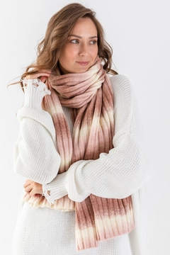 Veleprodajni model oblačil nosi ajo10017-striped-multicolored-scarf, turška veleprodaja Šal od Ajour Triko