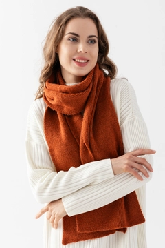A wholesale clothing model wears ajo10020-basic-women's-plain-scarf, Turkish wholesale Scarf of Ajour Triko