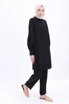 A wholesale clothing model wears all12761-trouser-suit-black, Turkish wholesale Pants of Allday