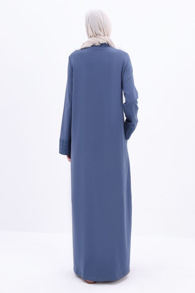 Ilia Indigo Zipper Casual Pattern Abaya Indigo Wholesale Clothing Spring