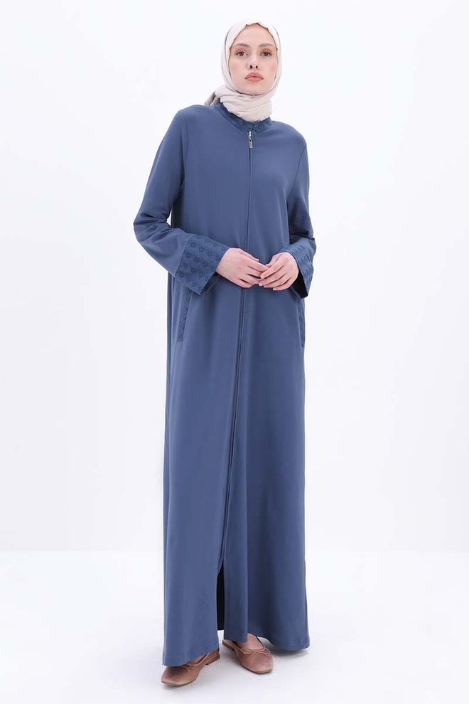 Ilia Indigo Zipper Casual Pattern Abaya Indigo Wholesale Clothing 5