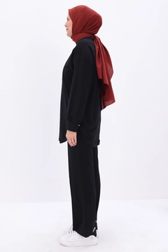 A wholesale clothing model wears all12815-trouser-suit-black, Turkish wholesale Suit of Allday