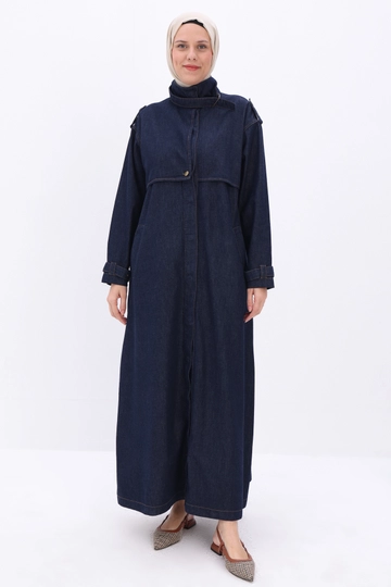 Front Full Zip Up Denim Abaya Front Zipper Abaya Jeans Abaya For Her –