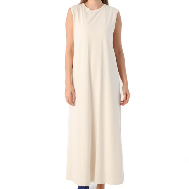 Allday Sleeveless Underwear Dress Ecru Wholesale Clothing Lycra