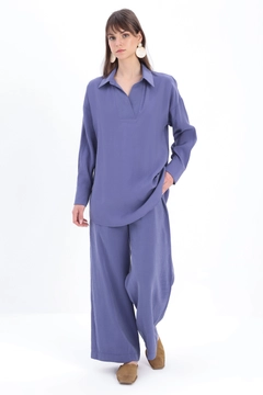 A wholesale clothing model wears all12926-indigo-trousers-suit-indigo, Turkish wholesale Suit of Allday