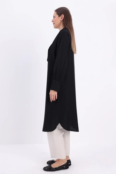 A wholesale clothing model wears all12968-ribbed-shirt-tunic-black, Turkish wholesale Tunic of Allday