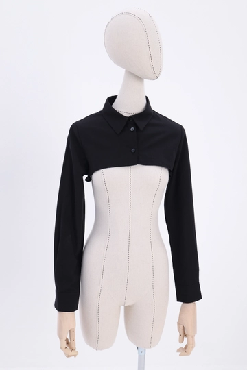Een kledingmodel uit de groothandel draagt  Crop-ondergoed Met Lange Mouwen - Zwart
, Turkse groothandel Onderbroek van Allday