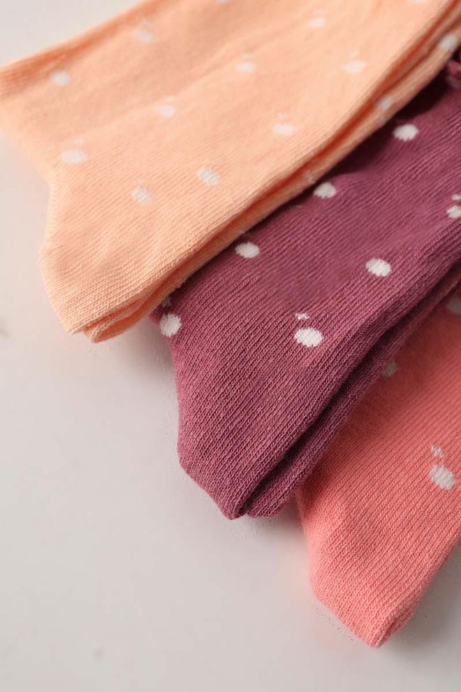 Allday Set Of 3 Socks Burgundy & Orange & Orange Wholesale Clothing 1