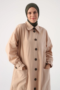 Veleprodajni model oblačil nosi 47647 - Abaya - Beige, turška veleprodaja Abaja od Allday
