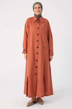 A wholesale clothing model wears 47650 - Abaya - Cinnamon, Turkish wholesale Abaya of Allday