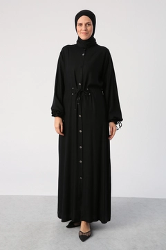 Ein Bekleidungsmodell aus dem Großhandel trägt 47773 - Abaya - Black, türkischer Großhandel Abaya von Allday