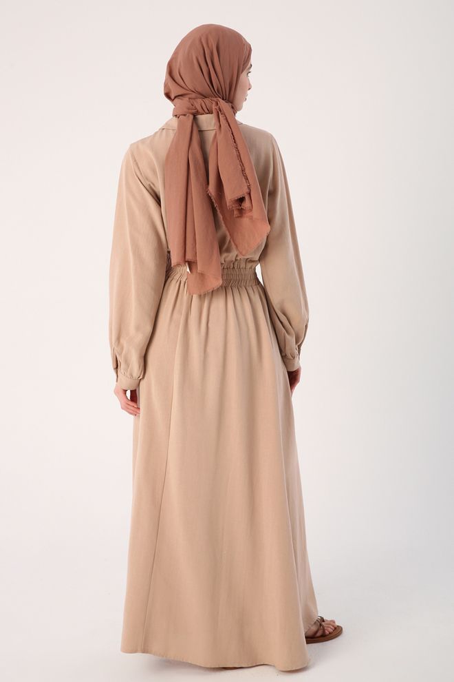 Velvet Dress Dark Beige Wholesale Clothing Spring