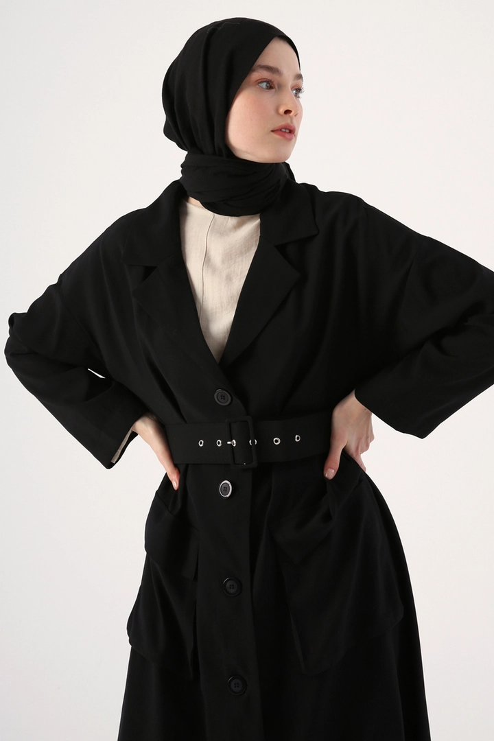A wholesale clothing model wears 47793 - Abaya - Black, Turkish wholesale Abaya of Allday