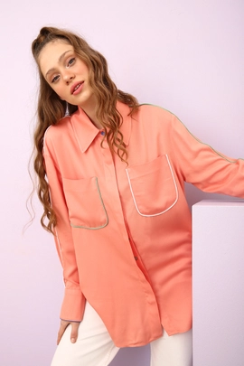 A model wears 48042 - Shirt - Salmon Pink, wholesale undefined of Allday to display at Lonca