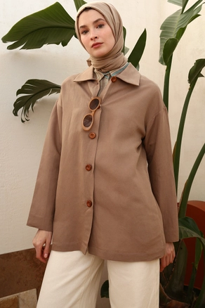 A model wears 48103 - Jacket - Mink, wholesale Jacket of Allday to display at Lonca