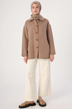 A wholesale clothing model wears 48103 - Jacket - Mink, Turkish wholesale Jacket of Allday