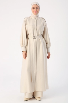 Veleprodajni model oblačil nosi 48115 - Abaya - Beige, turška veleprodaja Abaja od Allday