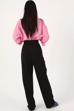 A wholesale clothing model wears 7205 - Black Pants, Turkish wholesale Pants of Allday