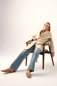 A wholesale clothing model wears 7684 - Modest Jacket - Biscuit Color, Turkish wholesale Jacket of Allday