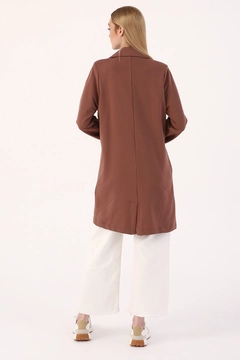 A wholesale clothing model wears 7687 - Modest Jacket - Hot Chocolate, Turkish wholesale Jacket of Allday