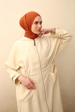 A wholesale clothing model wears 7700 - Modest Abaya - Stone, Turkish wholesale Abaya of Allday